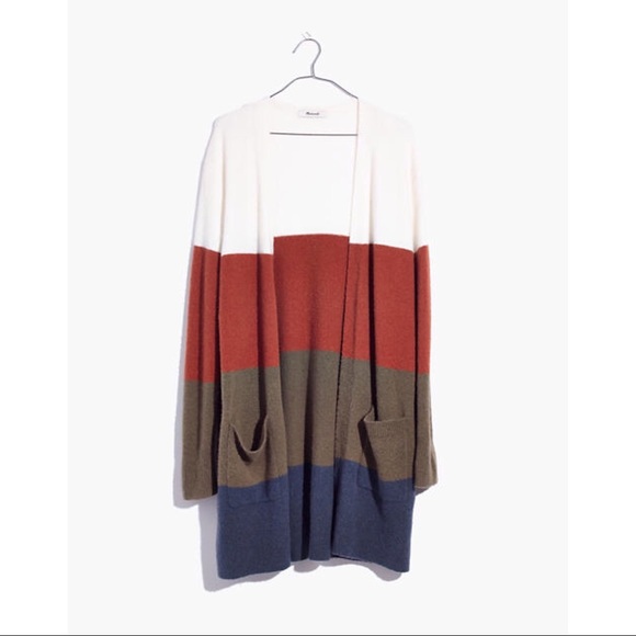SOLD NWT Madewell Kent Striped Colorblock Cardigan - Picture 2 of 8